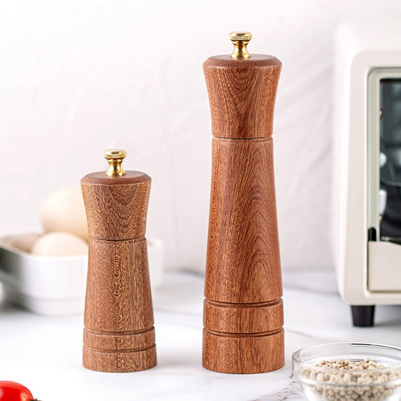 Wood Pepper Grinder Kitchen Household Manual Solid Pepper Powder Black Pepper Mill Grinder Bottle Seasoning Jar, Specification: 5 inch