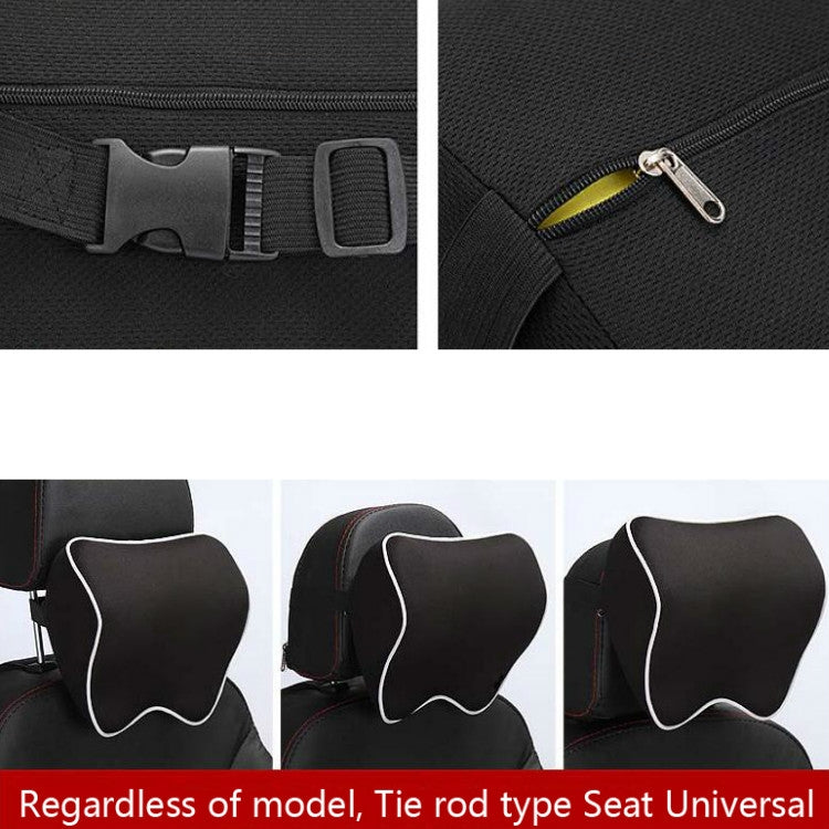 Car Headrest Pillow Neck Pillow Car Memory Foam Cervical Pillow Interior Supplies(Black Brown Edge)