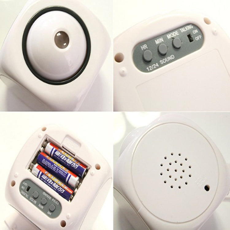 Multi-function LED Projection Alarm Clock Voice Talking Clock, Specification:White without USB cable
