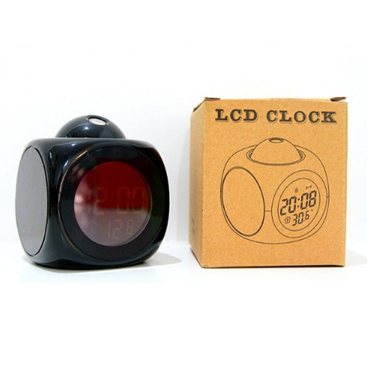 Multi-function LED Projection Alarm Clock Voice Talking Clock, Specification:White without USB cable