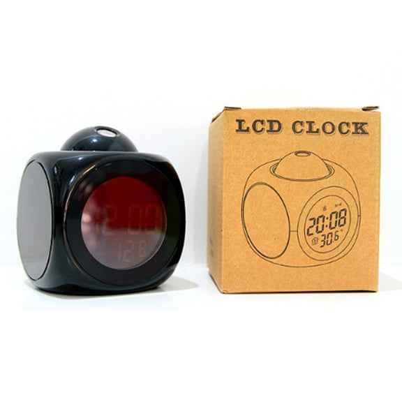 Multi-function LED Projection Alarm Clock Voice Talking Clock, Specification:White without USB cable