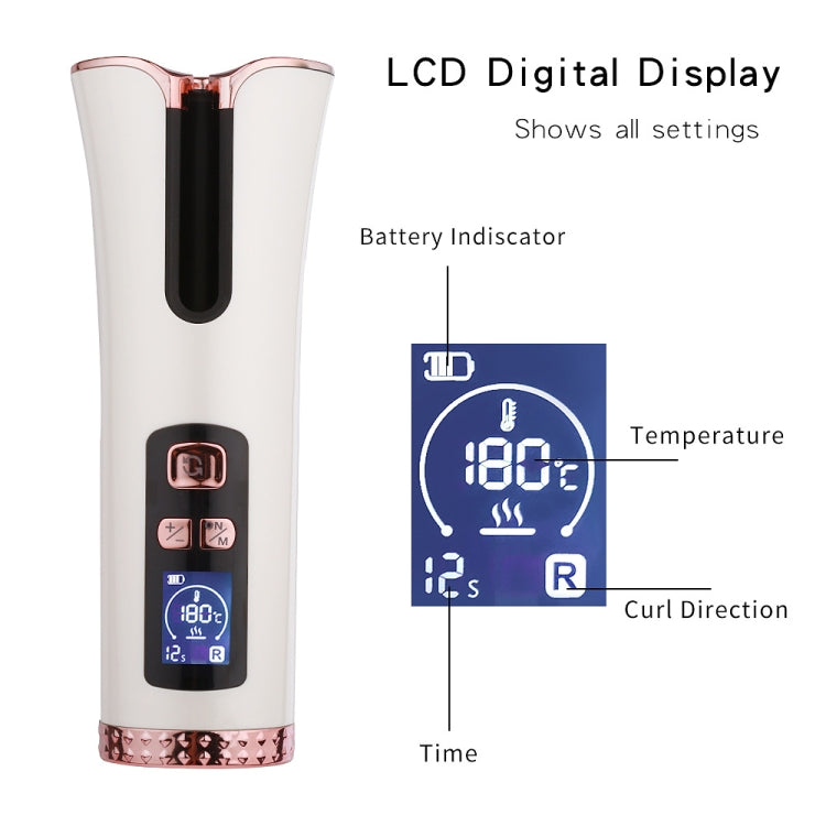 USB Charging Automatic Rotating Curling Iron Portable Wireless Travel Curling Iron(Pink)