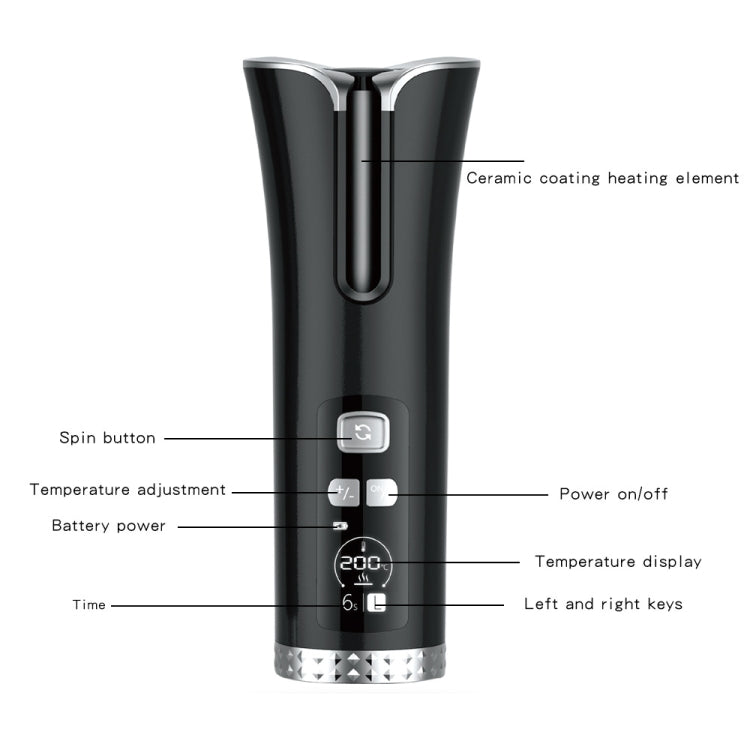 USB Charging Automatic Rotating Curling Iron Portable Wireless Travel Curling Iron(Pink)