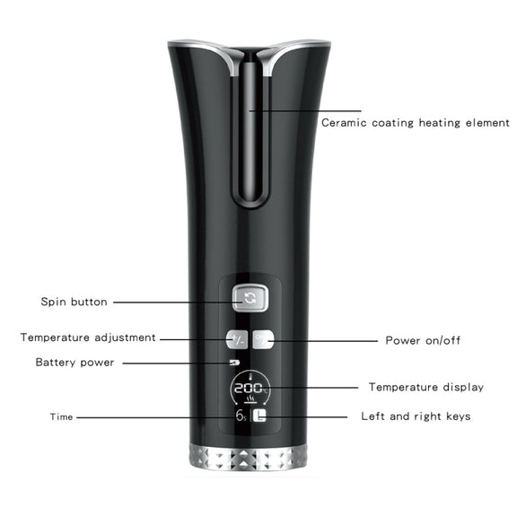 USB Charging Automatic Rotating Curling Iron Portable Wireless Travel Curling Iron(Pink)
