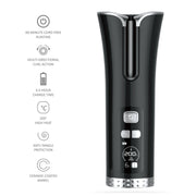 USB Charging Automatic Rotating Curling Iron Portable Wireless Travel Curling Iron(Black)