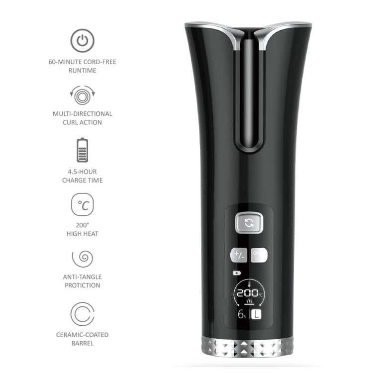 USB Charging Automatic Rotating Curling Iron Portable Wireless Travel Curling Iron(White)
