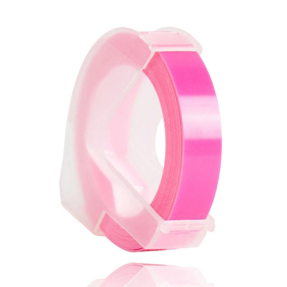 CIDY 9mm 3D Embossed Manual Label Tape, Suitable Label Machine DYMO1610 / Motex1540 Sticker Printer(Fluorescent Pink 3D-FP25)