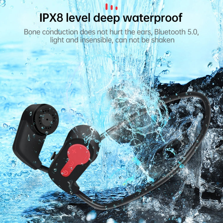 K3 Bone Conduction Bluetooth 5.0 Wireless Headphones Water-resistant Headphones 16GB RAM(Red)