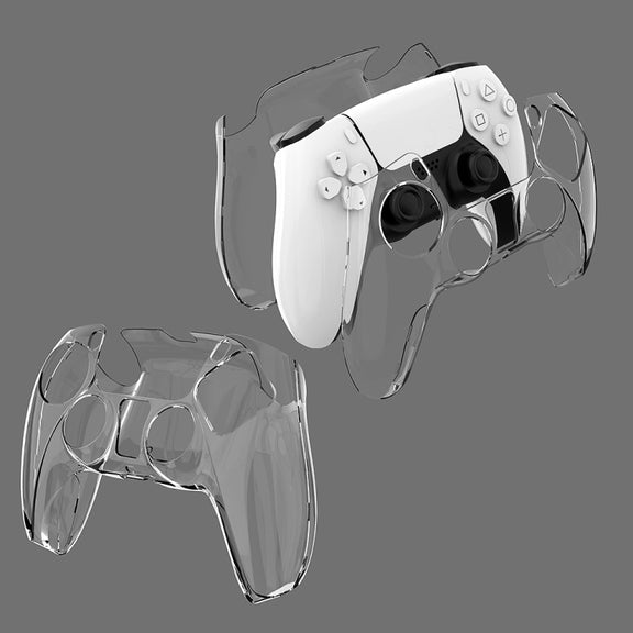 KJH PS5-002 Game Controller Crystal Shell Wireless Controller Protective Shell Cover PC Transparent Protective Hard Shell For PS5(Transparent Red)