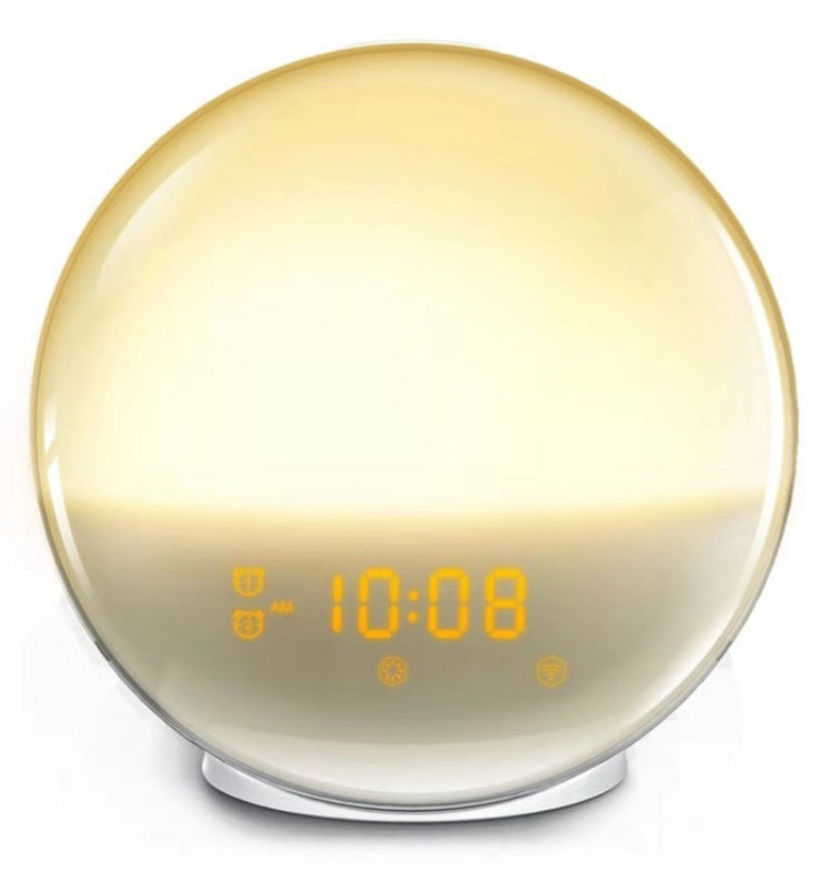 Alexa Voice-Activated Electronic Alarm Clock Sunrise Wake Up Night Light Support Smart APP Control, UK Plug(White)