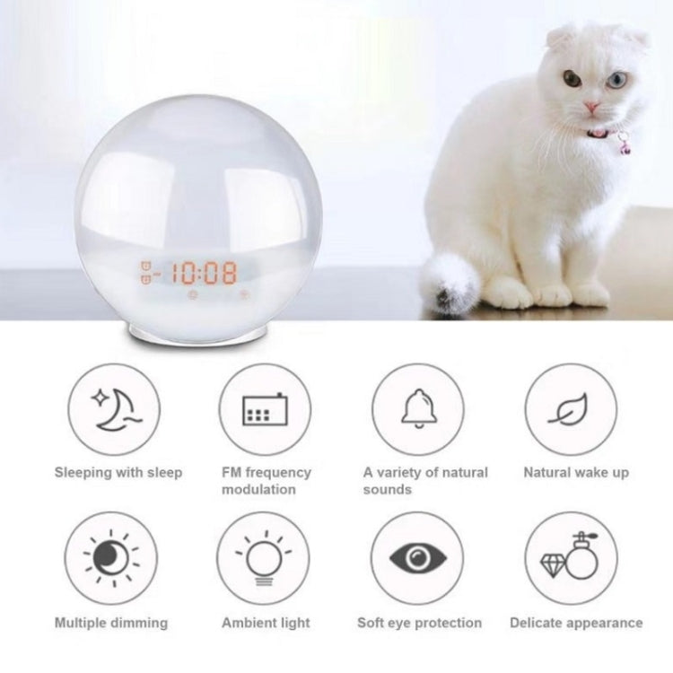 Alexa Voice-Activated Electronic Alarm Clock Sunrise Wake Up Night Light Support Smart APP Control, UK Plug(White)