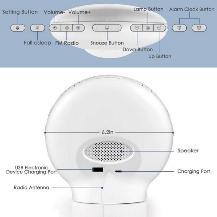 Alexa Voice-Activated Electronic Alarm Clock Sunrise Wake Up Night Light Support Smart APP Control, UK Plug(White)