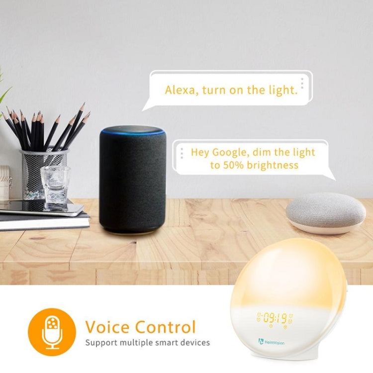 Alexa Voice-Activated Electronic Alarm Clock Sunrise Wake Up Night Light Support Smart APP Control, UK Plug(White)