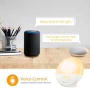 Alexa Voice-Activated Electronic Alarm Clock Sunrise Wake Up Night Light Support Smart APP Control, UK Plug(White)