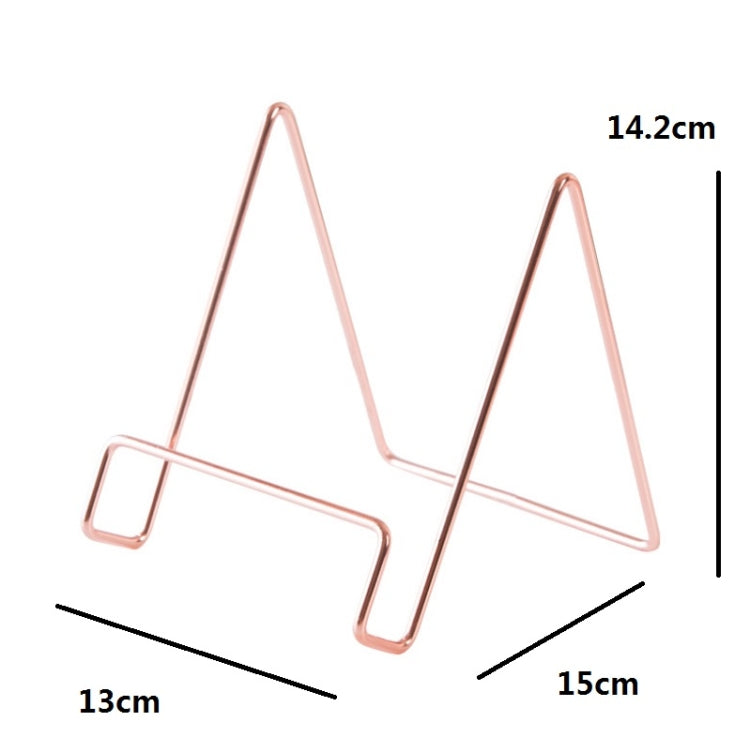 4 PCS Desktop Iron Art Plating Bracket for iPad / CD Display / Cookbook / Plate(Rose Gold)
