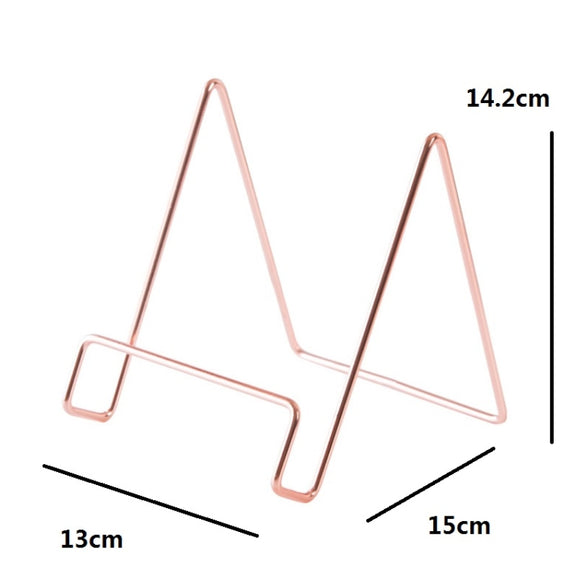 4 PCS Desktop Iron Art Plating Bracket for iPad / CD Display / Cookbook / Plate(Rose Gold)