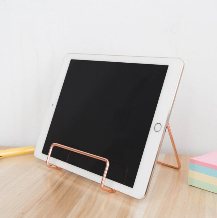 4 PCS Desktop Iron Art Plating Bracket for iPad / CD Display / Cookbook / Plate(Rose Gold)