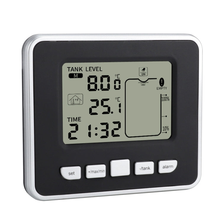 TS-FT002 Multifunctional Ultrasonic Electronic Water Tank Level Gauge With Indoor Temperature Thermometer Clock Display Water Level Gauge