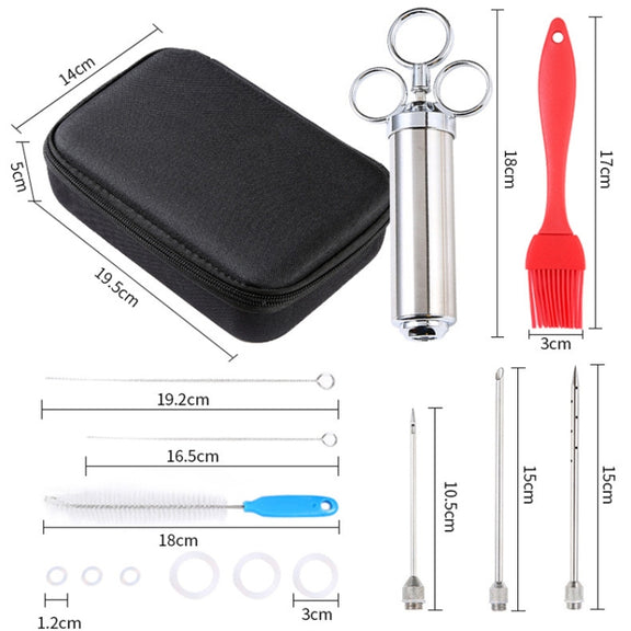 304 Stainless Steel Seasoning Syringe Barbecue Tool Turkey Needle Set