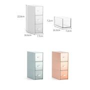 Desktop Drawer Storage Box Cosmetics Office Student Stationery Pen Dormitory Three Grid Desk Rack(Coral Powder)