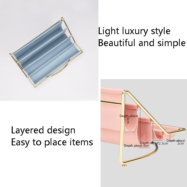Desktop Racks Multi-Layer Wrought Iron Leather Storage Tray Keys Sundries Tablet Computers Watches Organize Creative Ornaments, Colour: Blue Large