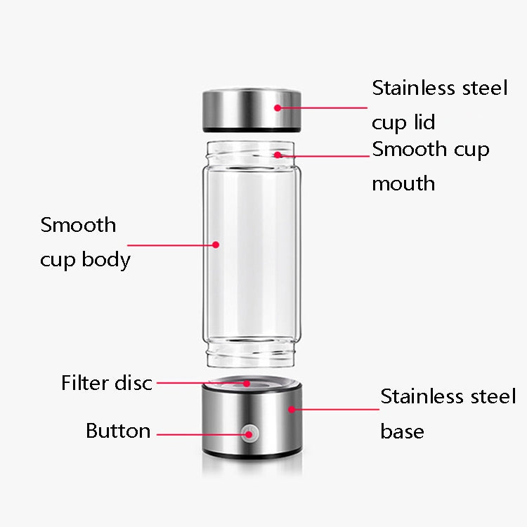 Portable Electrolyzed Water Cups Hydrogen-Rich Water Cups, Capacity: 420ml(Silver)
