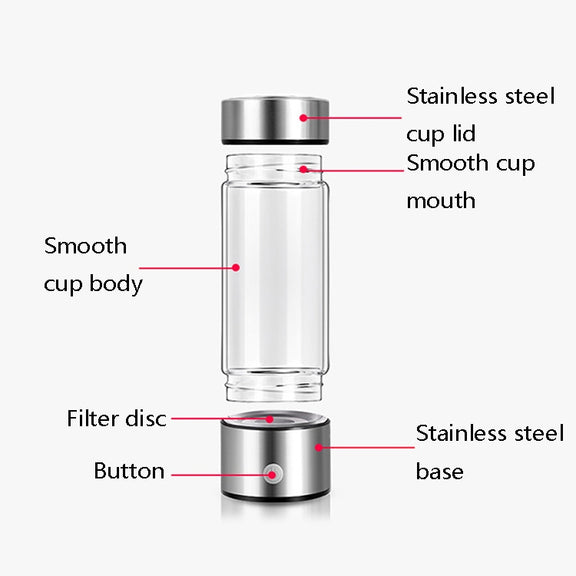 Portable Electrolyzed Water Cups Hydrogen-Rich Water Cups, Capacity: 420ml(Silver)