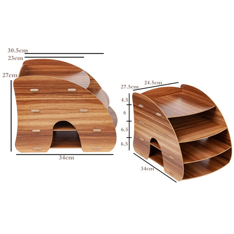 Office Supplies Curved Desktop A4 Storage Box Wooden File Rack Data Rack Shelf(Oak)