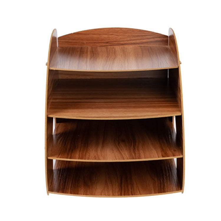 Office Supplies Curved Desktop A4 Storage Box Wooden File Rack Data Rack Shelf(Oak)