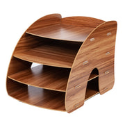 Office Supplies Curved Desktop A4 Storage Box Wooden File Rack Data Rack Shelf(Oak)