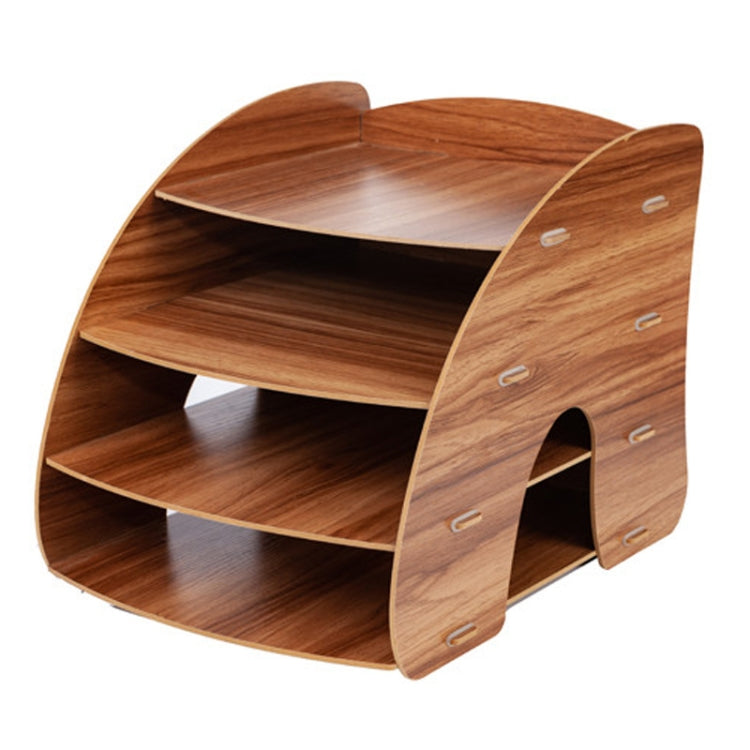 Office Supplies Curved Desktop A4 Storage Box Wooden File Rack Data Rack Shelf(Oak)
