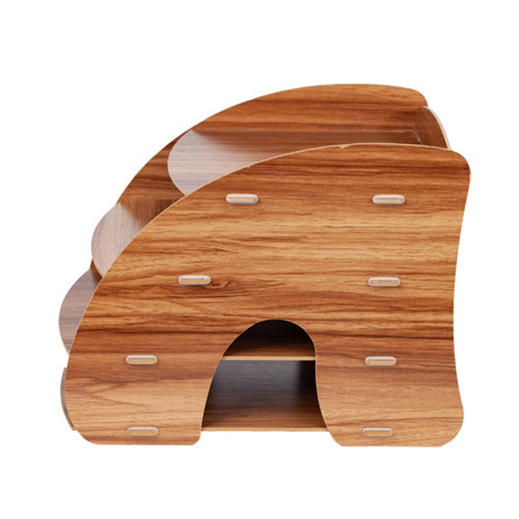 Office Supplies Curved Desktop A4 Storage Box Wooden File Rack Data Rack Shelf(Oak)