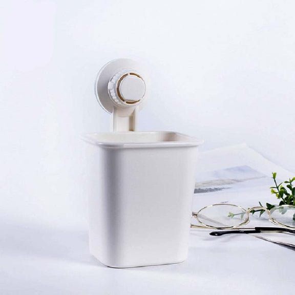 Suction Wall Toothpaste Toothbrush Holder Bathroom Shelf(White)