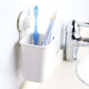 Suction Wall Toothpaste Toothbrush Holder Bathroom Shelf(White)