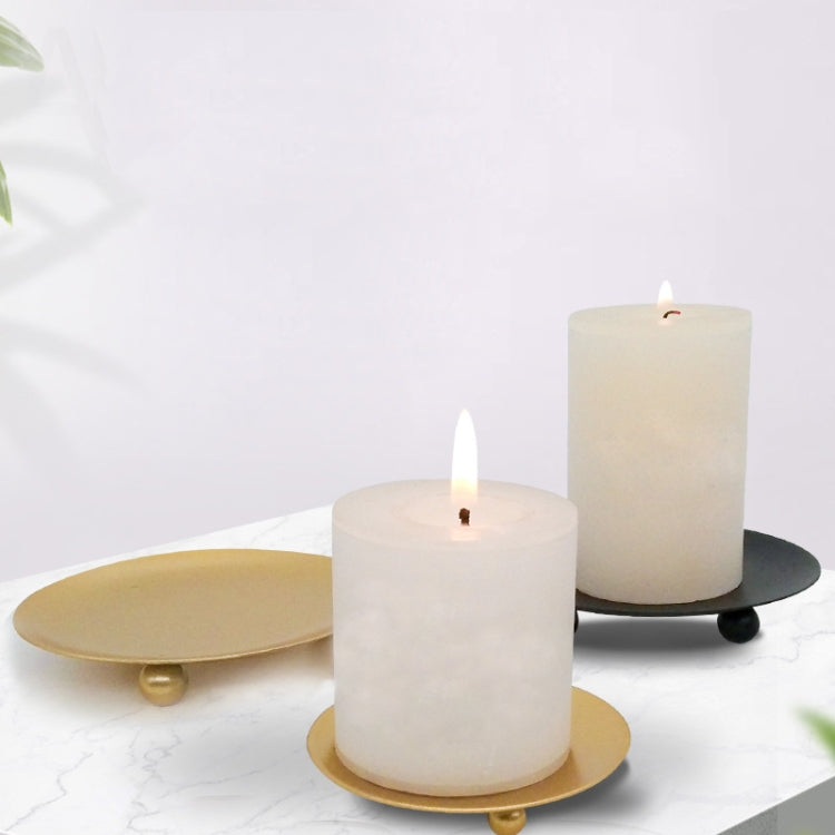 European Romantic Iron Geometric Candle Holder Table Decoration, Size: Large(Black)