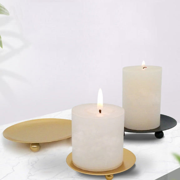 European Romantic Iron Geometric Candle Holder Table Decoration, Size: Large(Black)
