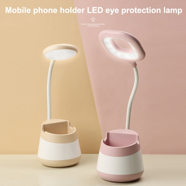 USB Charging LED Desk Light Eye Protection Lamp with Pen Holder and Phone Holder(CS276-4 Black)