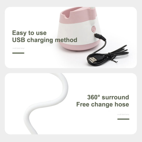 USB Charging LED Desk Light Eye Protection Lamp with Pen Holder and Phone Holder(CS276-4 Black)