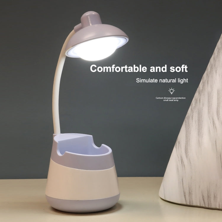 USB Charging LED Desk Light Eye Protection Lamp with Pen Holder and Phone Holder(CS276-4 Black)