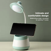 USB Charging LED Desk Light Eye Protection Lamp with Pen Holder and Phone Holder(CS276-4 Black)
