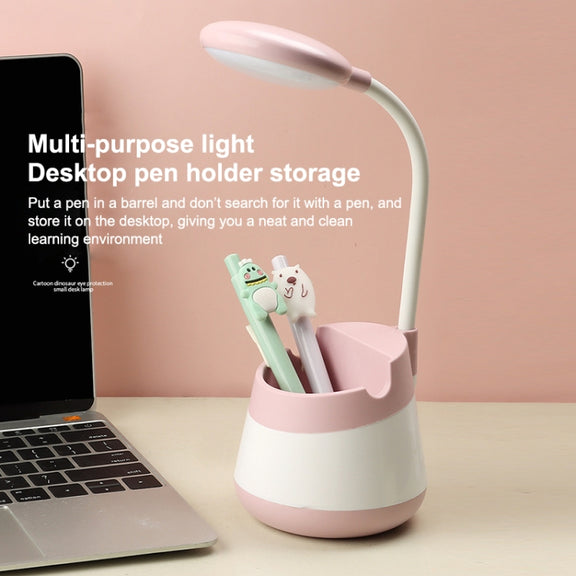 USB Charging LED Desk Light Eye Protection Lamp with Pen Holder and Phone Holder(CS276-4 Black)