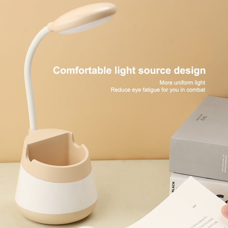 USB Charging LED Desk Light Eye Protection Lamp with Pen Holder and Phone Holder(CS276-4 Black)