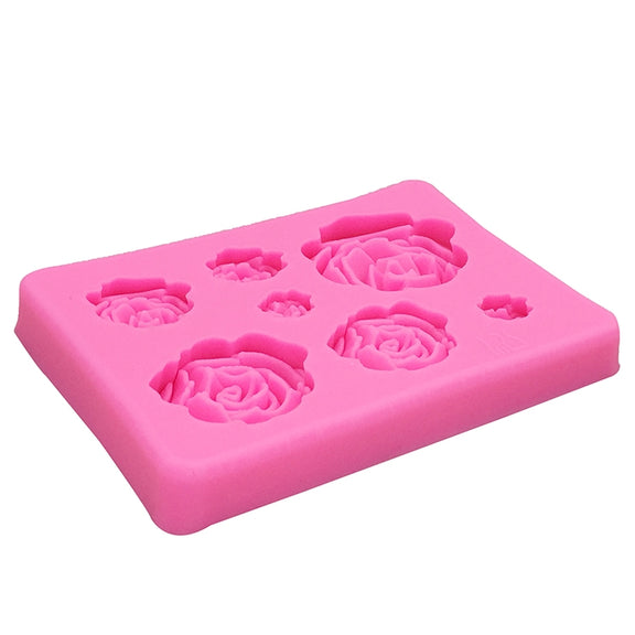 2 PCS DIY Handmade Soap Chocolate Fondant Baking Mold 3D Rose Flower Cake Decoration Silicone Mold(Pink)