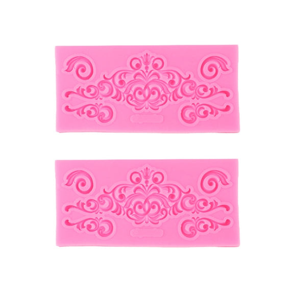 2 PCS Fondant Cake Silicone Mold Hollow Embossed Border Frame Retro Photo Frame Mould(1 5th 17-153)