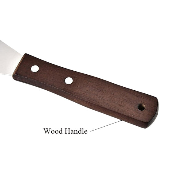 3 PCS Wooden Handle Spatula Baking Stainless Steel Cake Straight Knife(With Hole Curved Section 8 Inch)