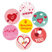 5 PCS Olled Round Valentines Day Heart Gift Decoration Sticker Label(2.5cm / 1inch)