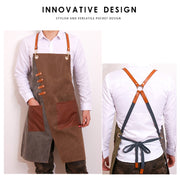 Denim Apron Barber Milk Tea Shop Waiter Overalls(Blue-white Hook Strap)