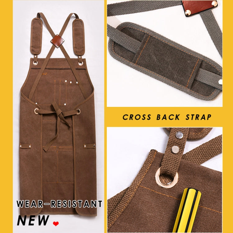 Canvas Apron Barber Roasting Cafe Gardening Woodworking Men And Women Canvas Work Clothes, Specification: Adult Models(Gray)