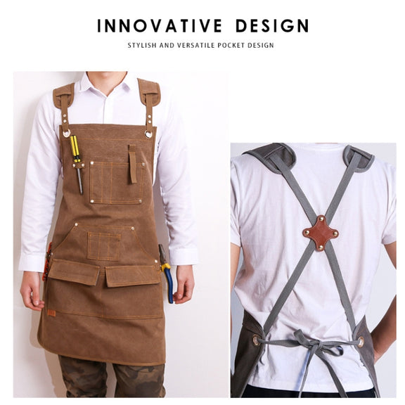Canvas Apron Barber Roasting Cafe Gardening Woodworking Men And Women Canvas Work Clothes, Specification: Adult Models(Gray)