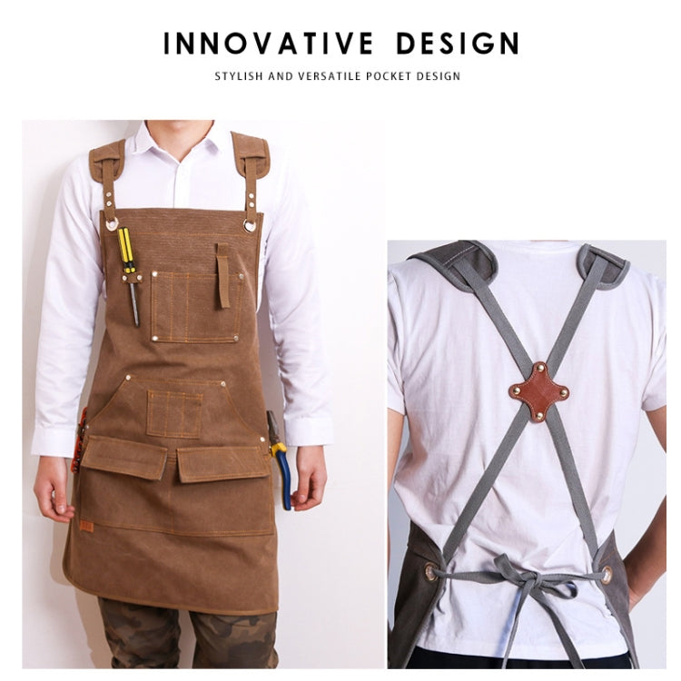 Canvas Apron Barber Roasting Cafe Gardening Woodworking Men And Women Canvas Work Clothes, Specification: Adult Models(Gray)